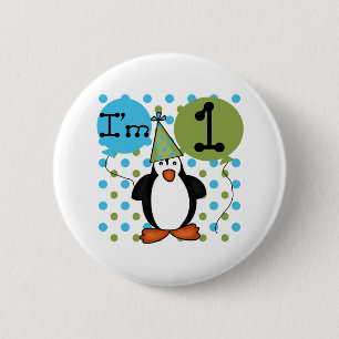 1. Pinguin-Geburtstag Button