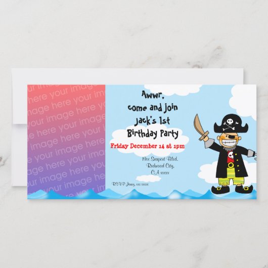 1. Piratengeburt Party Einladung (Vorderseite)