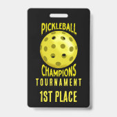 1. Platz Black Yellow Pickleball Turnier Abzeichen Ausweis (Vorderseite)