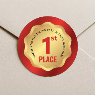 1. Platz Ereignis Medaillen Gewinner Aufkleber Rot