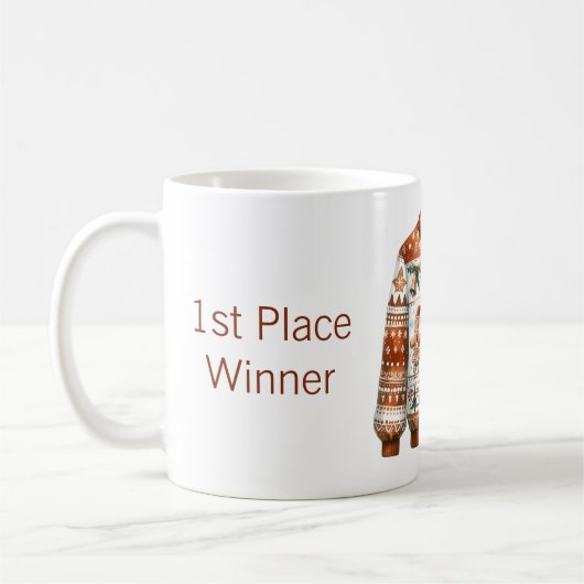 1. Platz Gewinner Ugly Sweater Contest Gingerbrett Kaffeetasse (Links)