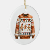 1. Platz Gewinner Ugly Sweater Contest Gingerbrett Keramik Ornament (Rechts)
