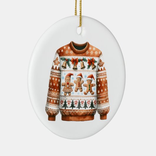 1. Platz Gewinner Ugly Sweater Contest Gingerbrett Keramik Ornament (Rechts)