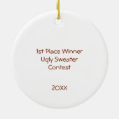 1. Platz Gewinner Ugly Sweater Contest Gingerbrett Keramik Ornament (Hinten)