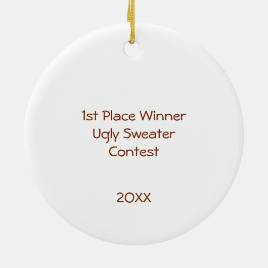 1. Platz Gewinner Ugly Sweater Contest Gingerbrett Keramik Ornament (Hinten)