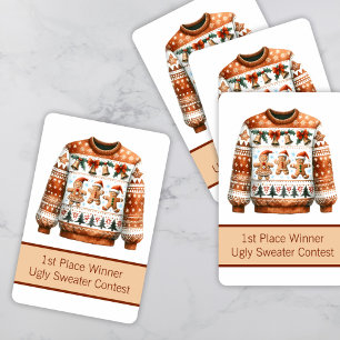 1. Platz Gewinner Ugly Sweater Contest Gingerbrett Spielkarten