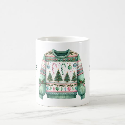 1. Platz Gewinner Ugly Sweater Contest Green Pink Kaffeetasse (Mittel)