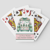 1. Platz Gewinner Ugly Sweater Contest Green Pink Spielkarten (Rückseite)