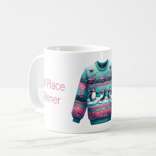 1. Platz Gewinner Ugly Sweater Contest Pink Aquama Kaffeetasse (Vorderseite Links)