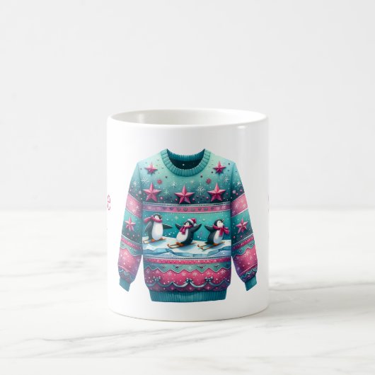 1. Platz Gewinner Ugly Sweater Contest Pink Aquama Kaffeetasse (Mittel)