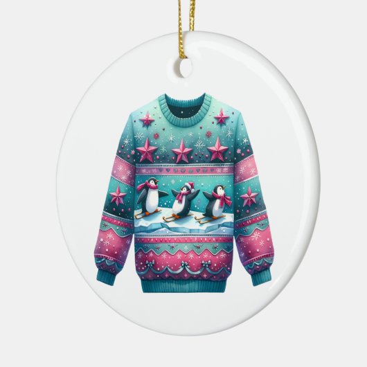 1. Platz Gewinner Ugly Sweater Contest Pink Aquama Keramik Ornament (Links)