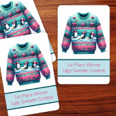 1. Platz Gewinner Ugly Sweater Contest Pink Aquama Spielkarten