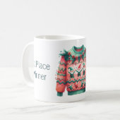 1. Platz Gewinner Ugly Sweater Contest Pink Green Kaffeetasse (Vorderseite Links)