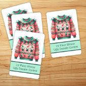 1. Platz Gewinner Ugly Sweater Contest Pink Green Spielkarten