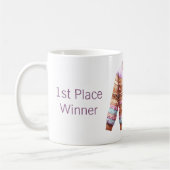 1. Platz Gewinner Ugly Sweater Contest Pink Lila Kaffeetasse (Links)