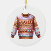 1. Platz Gewinner Ugly Sweater Contest Pink Lila Keramik Ornament (Vorne)
