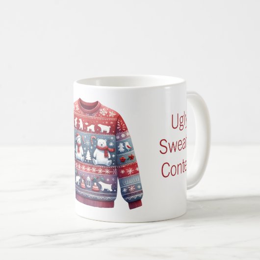 1. Platz Gewinner Ugly Sweater Contest Red Blue Kaffeetasse (VorderseiteRechts)