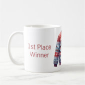 1. Platz Gewinner Ugly Sweater Contest Red Blue Kaffeetasse (Links)