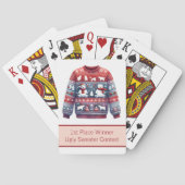1. Platz Gewinner Ugly Sweater Contest Red Blue Spielkarten (Rückseite)