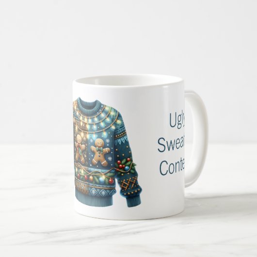 1. Platz Gewinner Ugly Sweater Contest Tree Lights Kaffeetasse (VorderseiteRechts)