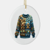 1. Platz Gewinner Ugly Sweater Contest Tree Lights Keramik Ornament (Rechts)