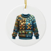 1. Platz Gewinner Ugly Sweater Contest Tree Lights Keramik Ornament (Vorne)