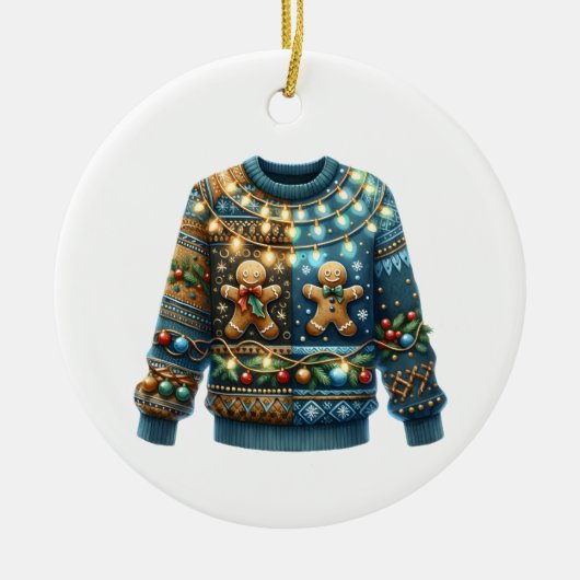 1. Platz Gewinner Ugly Sweater Contest Tree Lights Keramik Ornament (Vorne)