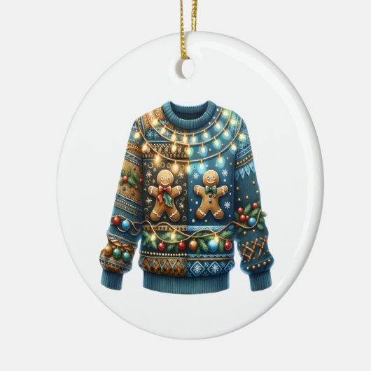 1. Platz Gewinner Ugly Sweater Contest Tree Lights Keramik Ornament (Links)