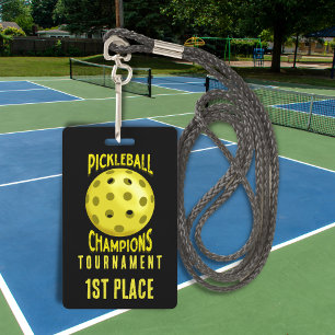 1. Platz Schwarzes gelbes Pickleball-Turnier-Abzei Ausweis