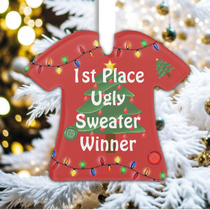 1. Platz Ugly Christmas Sweater Contest Ornament
