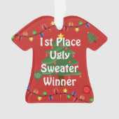 1. Platz Ugly Christmas Sweater Contest Ornament (Vorderseite)