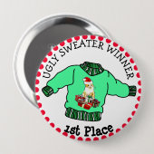 1. Platz Ugly Sweater Gewinner Weihnachtswettbewer Button (Vorne & Hinten)