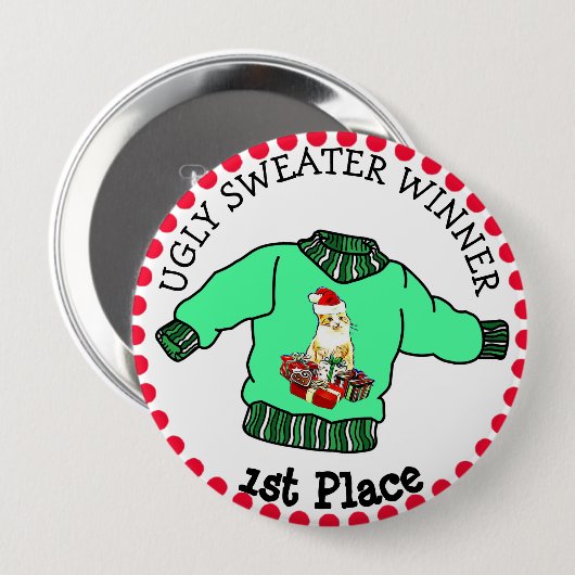 1. Platz Ugly Sweater Gewinner Weihnachtswettbewer Button (Vorne & Hinten)