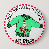 1. Platz Ugly Sweater Gewinner Weihnachtswettbewer Button (Vorderseite)