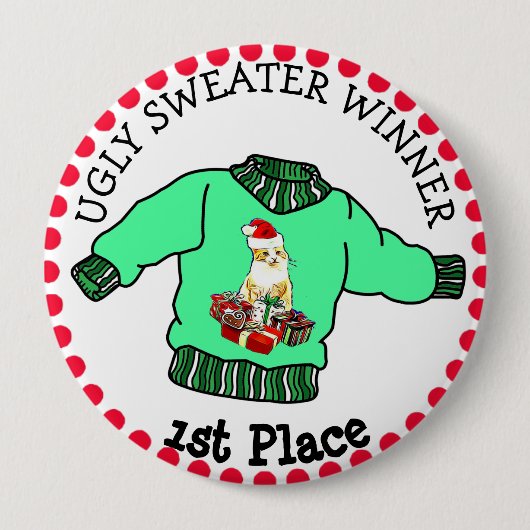 1. Platz Ugly Sweater Gewinner Weihnachtswettbewer Button (Vorderseite)