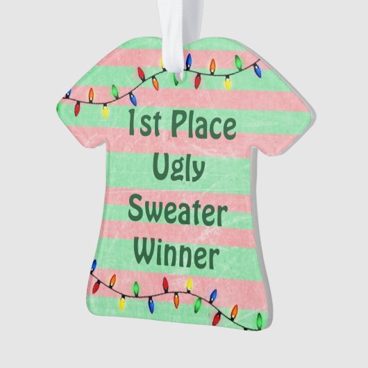 1. Platz Ugly Sweater Weihnachtsschmuck Ornament (Vorderseite)