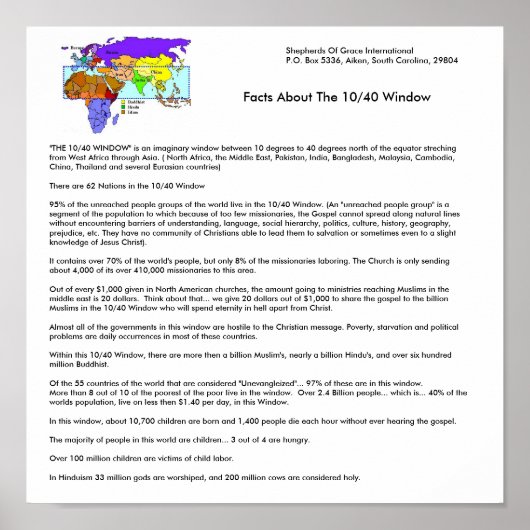 1 Poster - Fakten zum 10/40-Fenster (Vorne)