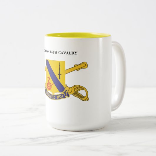 1. QUADRON 14. CAVALRY ZWEIFARBIGE TASSE (VorderseiteRechts)