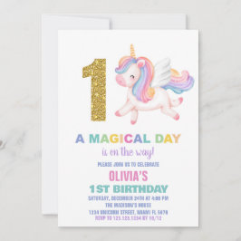 1. Rainbow Unicorn Geburtstag Einladungen