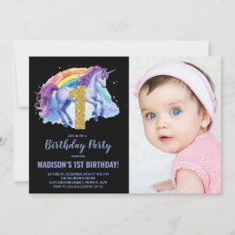 1. Rainbow Unicorn Geburtstag Einladungen Foto