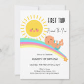 1. Reise um den Sonnenkind Geburtstag Einladung (Vorderseite)