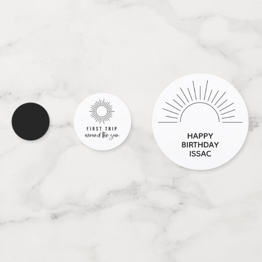 1. Reise um die Sonne Custom 3-Foto Minimalistisch Konfetti (Rückseiten)