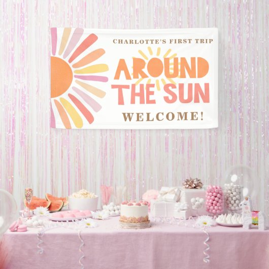 1. Reise um die Sonne Geburtstags-Willkommenshinte Banner (Party)