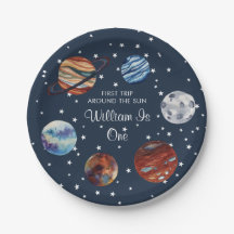 1. Reise Wasserfarbe Weltraum Geburtstag