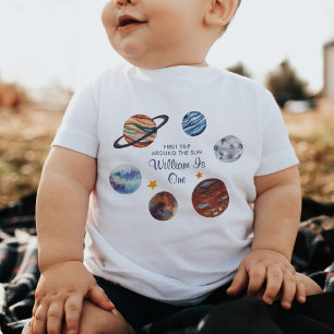 1. Reise Weltraum Personalisiert Geburtstag Baby T-shirt