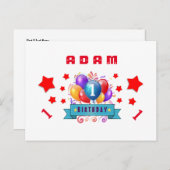 1. Rett Geburtsdatum: Balloons and Stars S01L Ankündigungspostkarte (Vorne/Hinten)