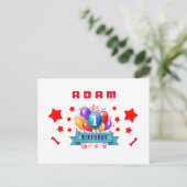 1. Rett Geburtsdatum: Balloons and Stars S01L Ankündigungspostkarte (Stehend Vorderseite)