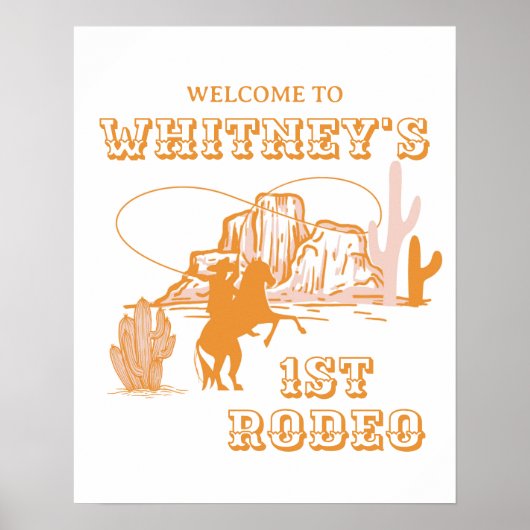 1. Rodeo, Erster Rodeo Geburtstag, Cowgirl Geburts Poster (Vorne)
