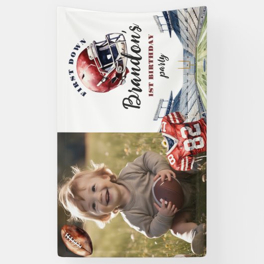 1. Runter 1 Jahr alter Fußball Geburtstag Banner (Vertikal)