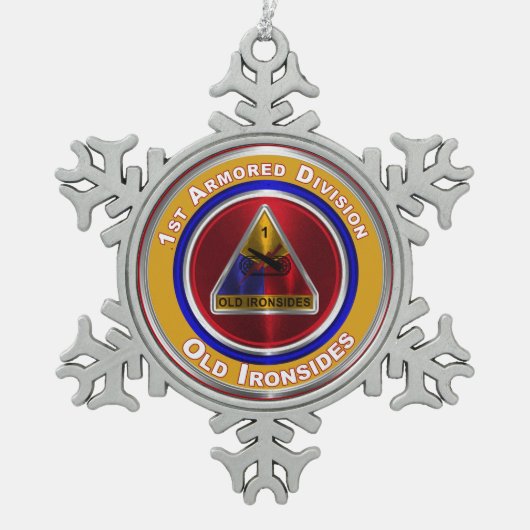1. Rüstungsabteilung - Weihnachten bewahren Schneeflocken Zinn-Ornament (Vorderseite)